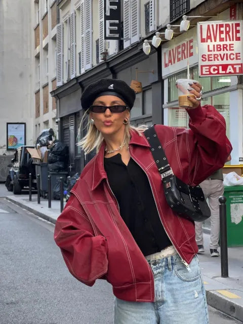 Mirla | Damjacka i vinröd-Eva Jonsson