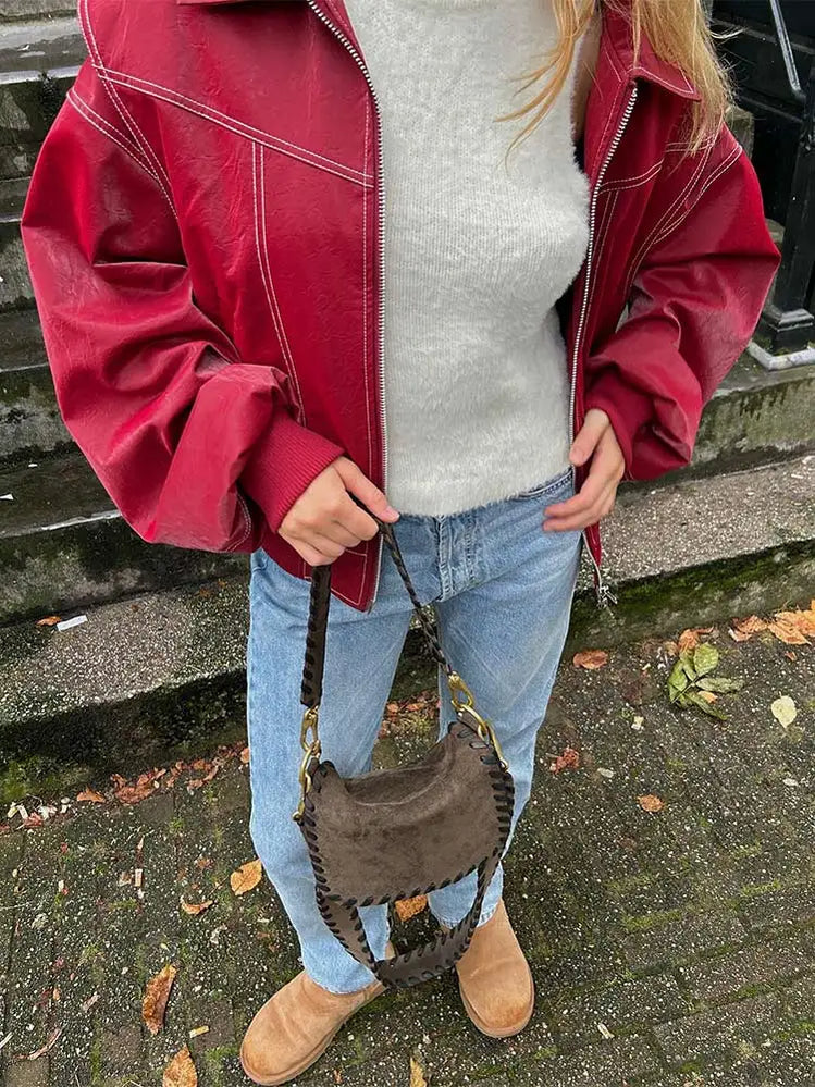 Mirla | Damjacka i vinröd-Eva Jonsson