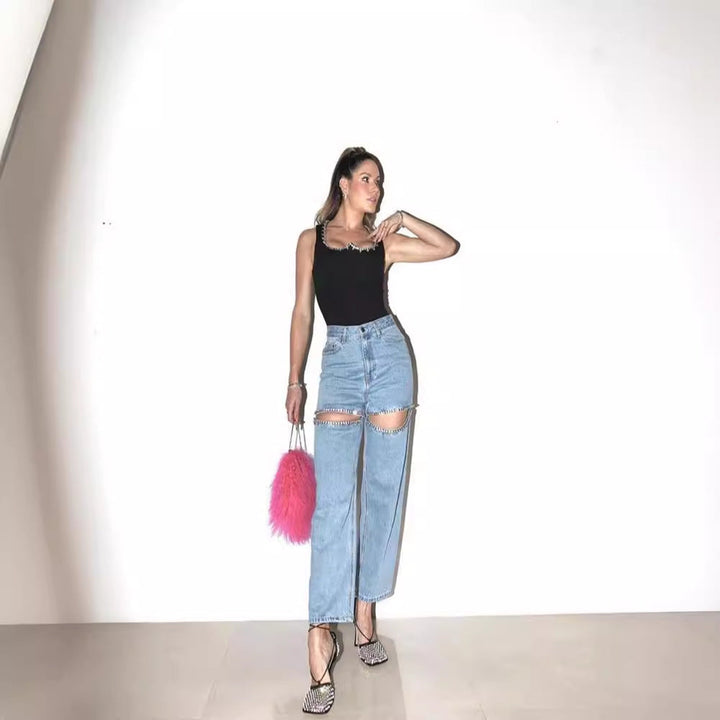 Mirla | Damjeans med hål, Rak passform-Eva Jonsson
