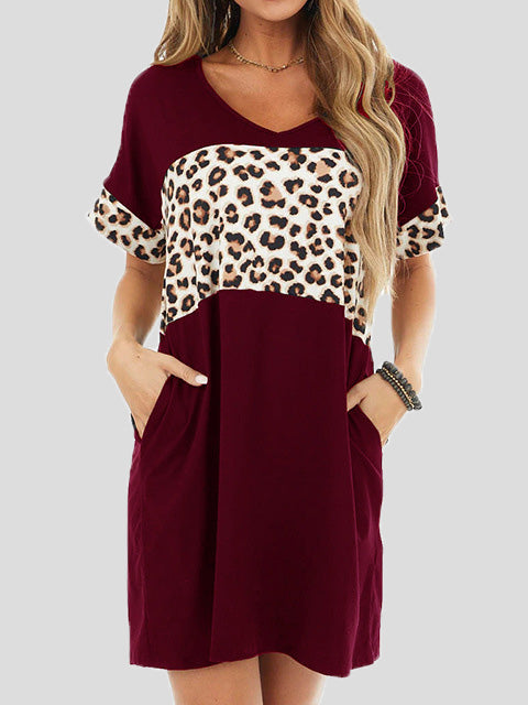 Mirla | Damklänningar Crew Neck Leopard Panel Tillägg Klänning-Eva Jonsson