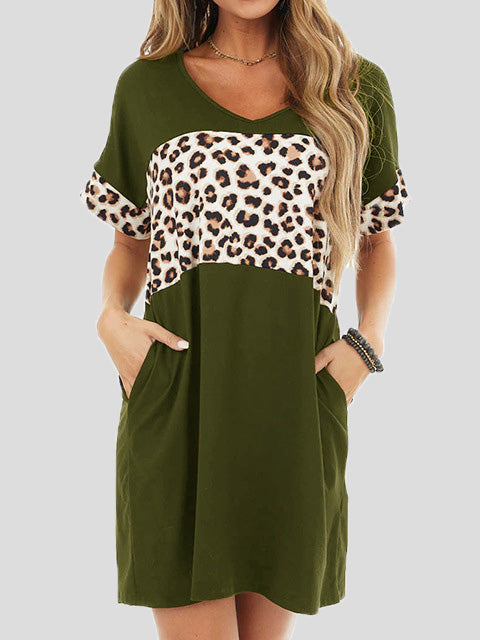 Mirla | Damklänningar Crew Neck Leopard Panel Tillägg Klänning-Eva Jonsson