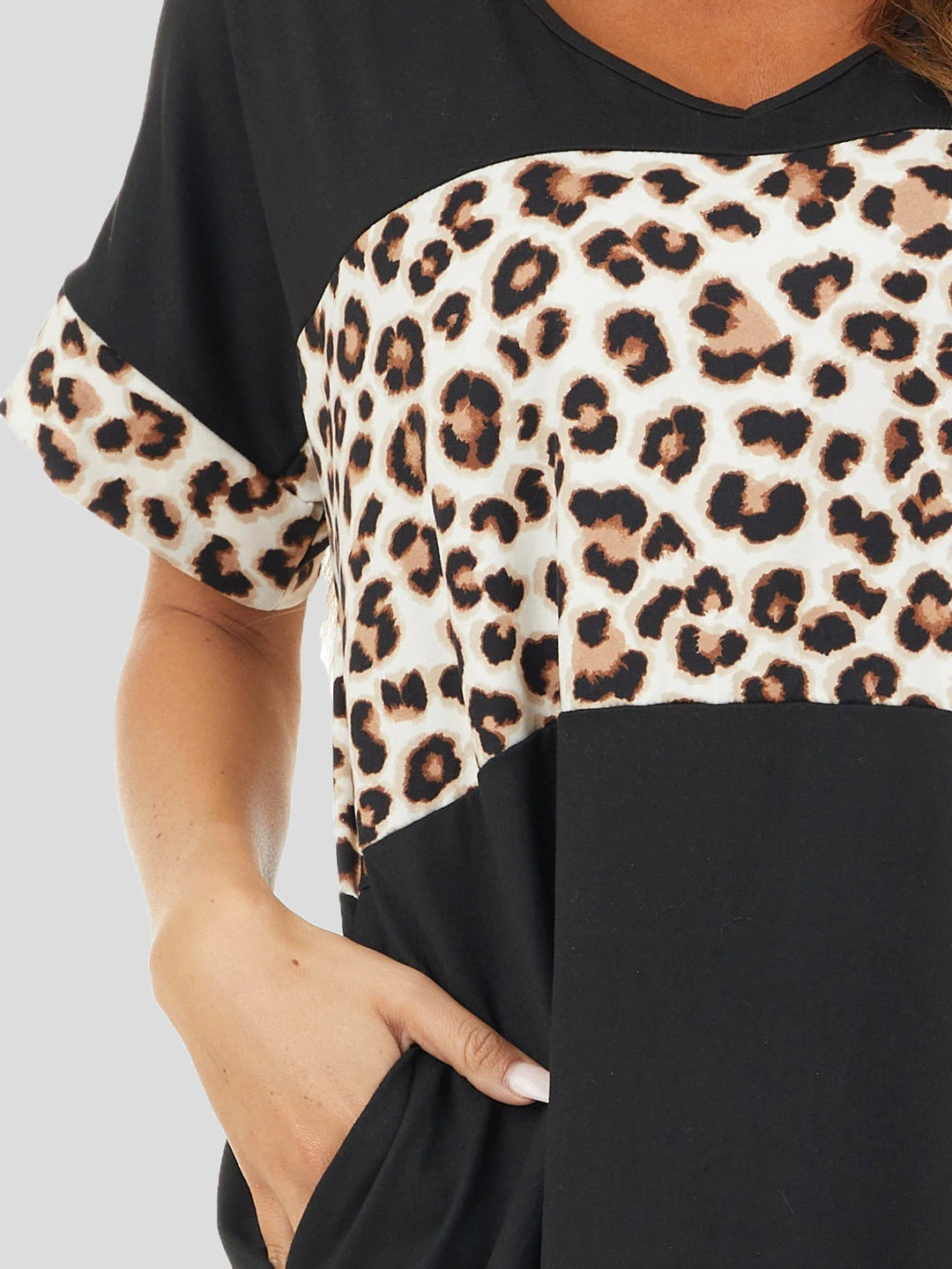 Mirla | Damklänningar Crew Neck Leopard Panel Tillägg Klänning-Eva Jonsson