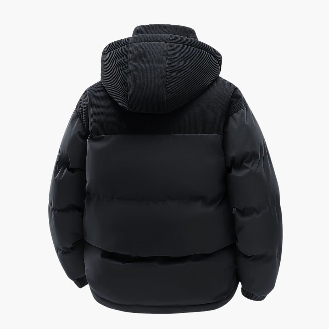 Mirla | Dammig hoodiejacka med puffar och färgblockdesign-Eva Jonsson