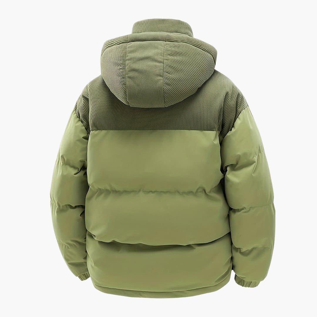 Mirla | Dammig hoodiejacka med puffar och färgblockdesign-Eva Jonsson