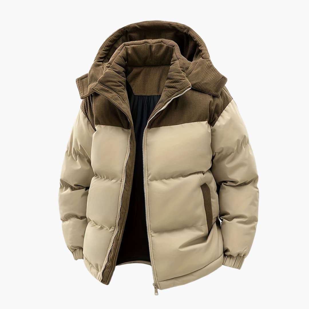 Mirla | Dammig hoodiejacka med puffar och färgblockdesign-Eva Jonsson