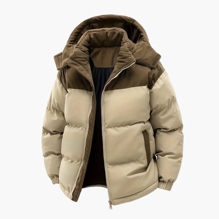 Mirla | Dammig hoodiejacka med puffar och färgblockdesign-Eva Jonsson