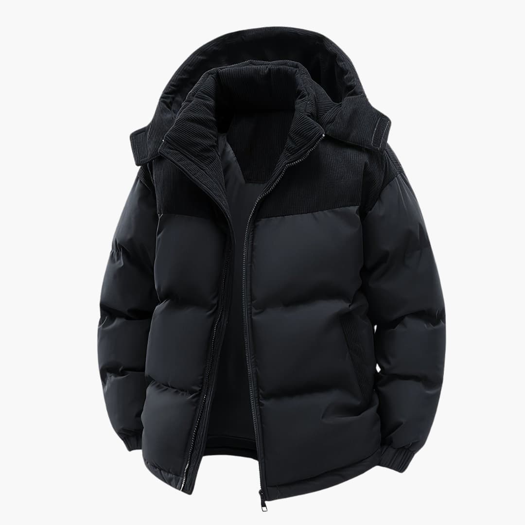 Mirla | Dammig hoodiejacka med puffar och färgblockdesign-Eva Jonsson