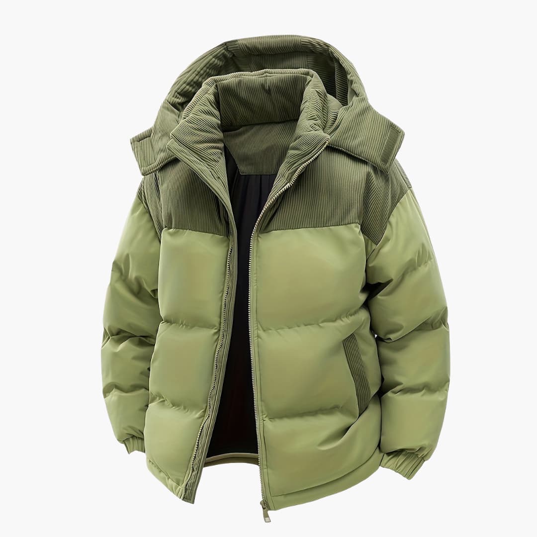 Mirla | Dammig hoodiejacka med puffar och färgblockdesign-Eva Jonsson