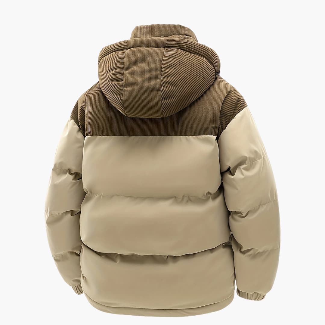 Mirla | Dammig hoodiejacka med puffar och färgblockdesign-Eva Jonsson