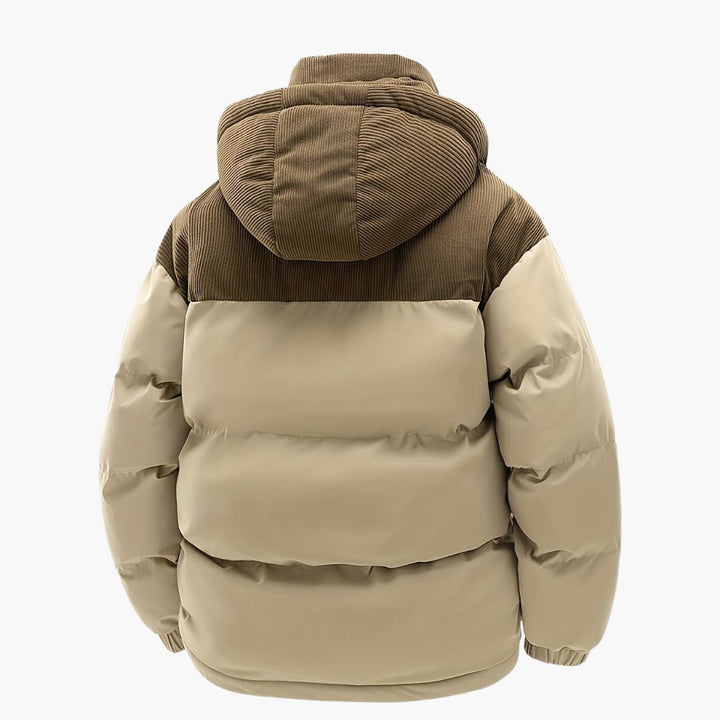 Mirla | Dammig hoodiejacka med puffar och färgblockdesign-Eva Jonsson