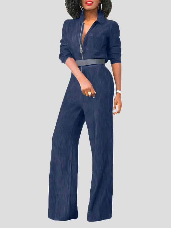 Mirla | Damoverall Klappdragkedja Långa ärmar Denim Overall-Eva Jonsson
