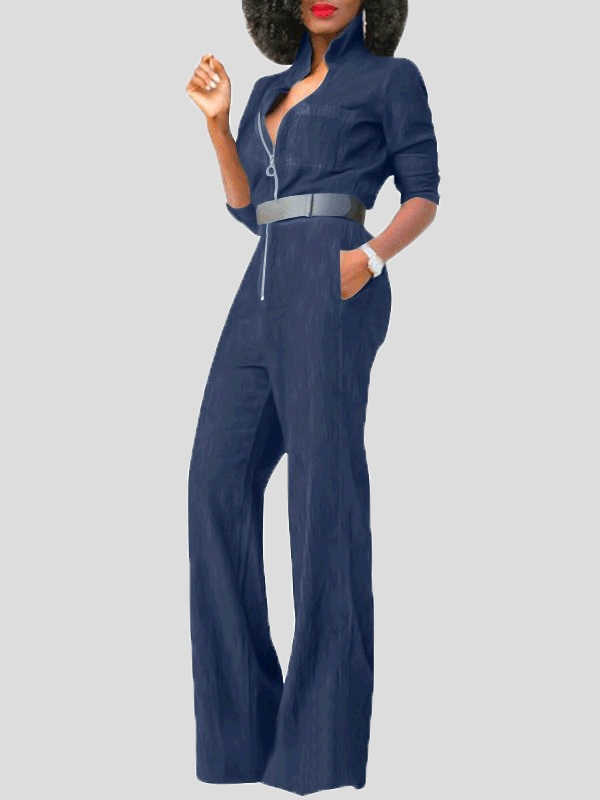 Mirla | Damoverall Klappdragkedja Långa ärmar Denim Overall-Eva Jonsson