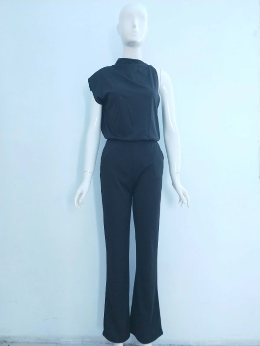 Mirla | Dams Jumpsuit med Rundhals, Ärmlös och Vid Ben-Eva Jonsson