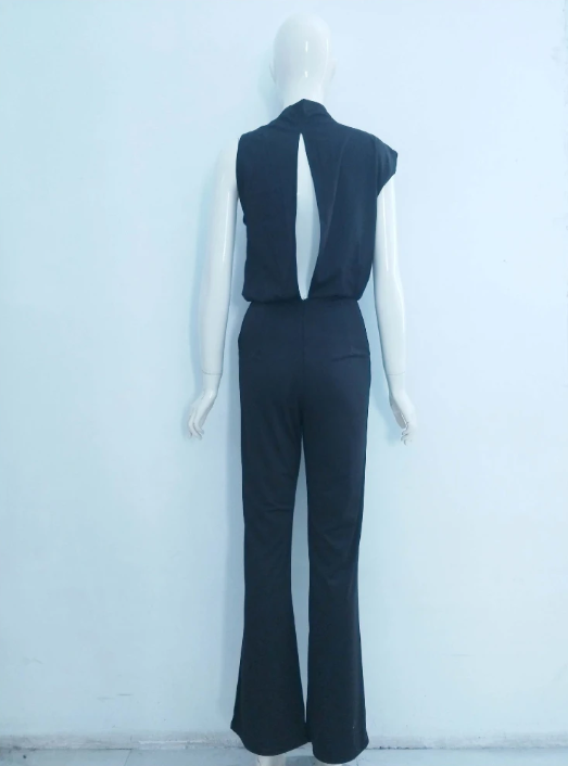Mirla | Dams Jumpsuit med Rundhals, Ärmlös och Vid Ben-Eva Jonsson