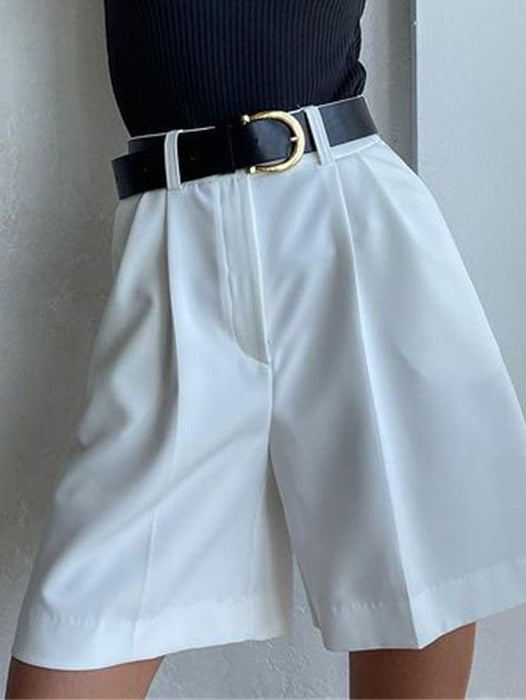 Mirla | Damshorts Enfärgad Dragkedja Ficka Rak Shorts-Eva Jonsson
