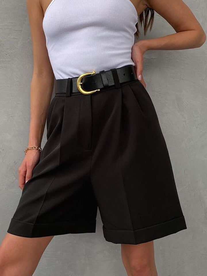 Mirla | Damshorts Enfärgad Dragkedja Ficka Rak Shorts-Eva Jonsson