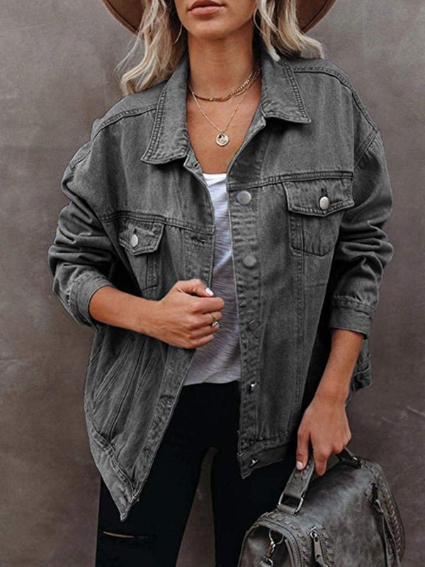 Mirla | Damsjackor Enfärgad Ficklock Knappled Denimjacka-Eva Jonsson