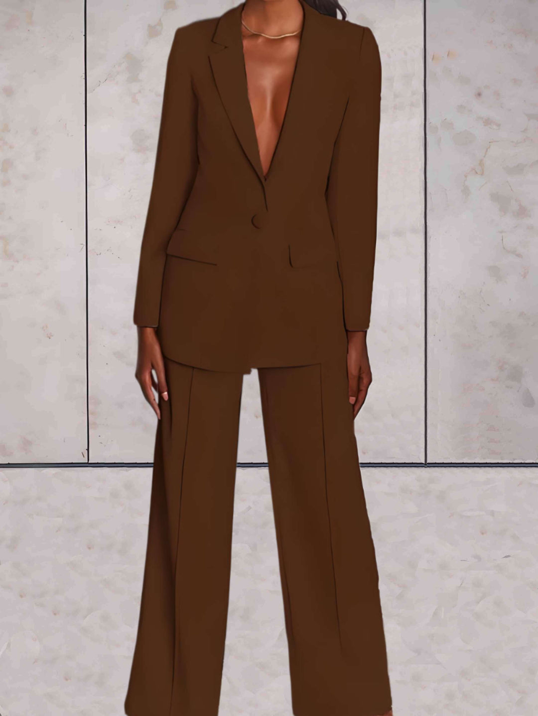Mirla | Damskostym 2-delad - Elegant blazer och vida byxor set-Eva Jonsson