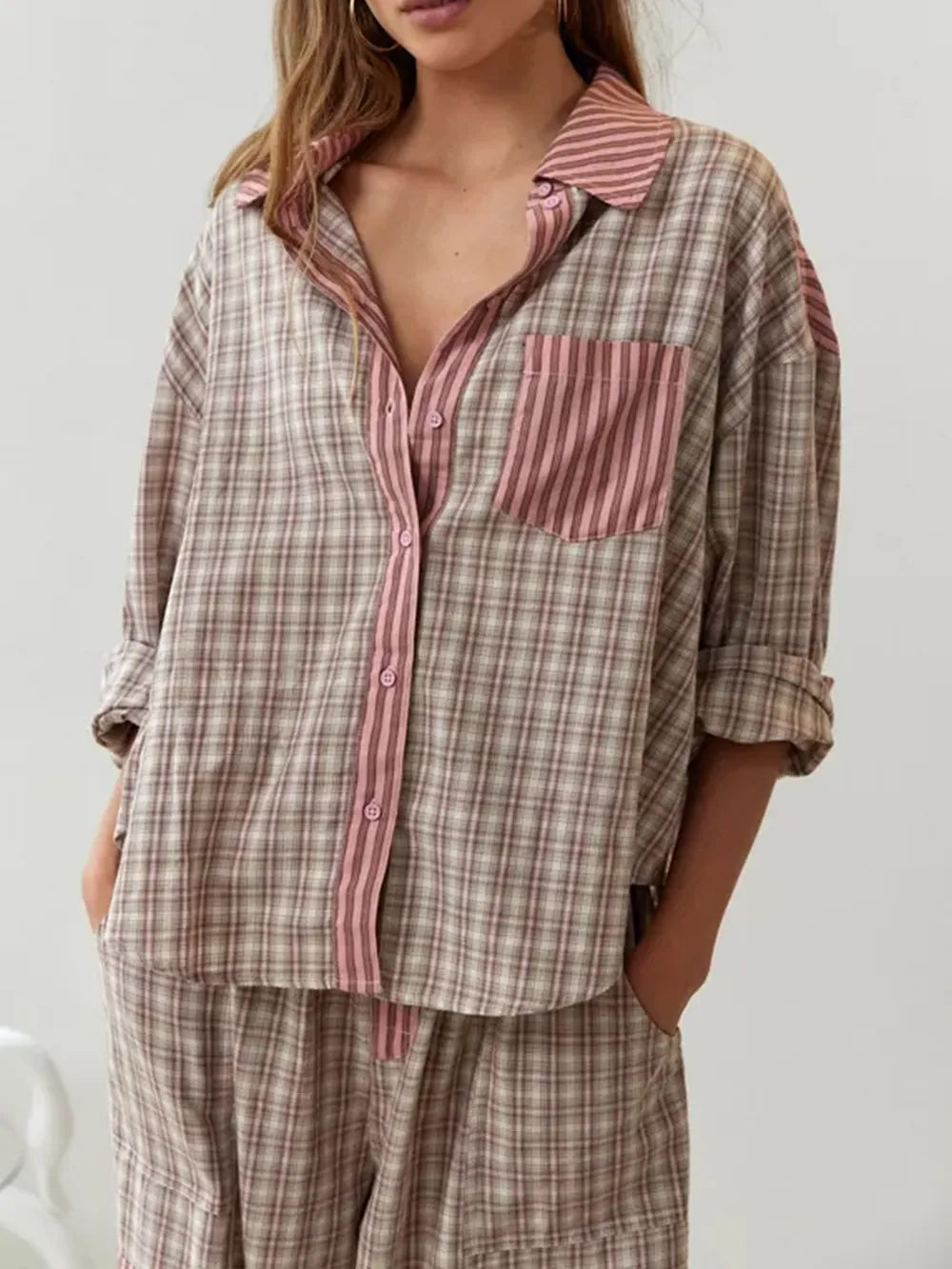 Mirla | Delad Avslappnad Pyjamauppsättning - Avslappnad Dam Nattmode-Eva Jonsson