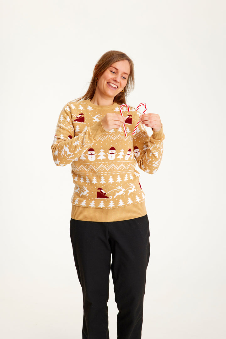 Mirla | Den Stiliga Jultröjan Beige - Dam-Eva Jonsson