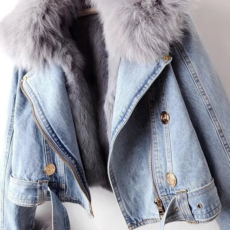 Mirla | Denim Konstpäls Fodrad Jacka-Eva Jonsson