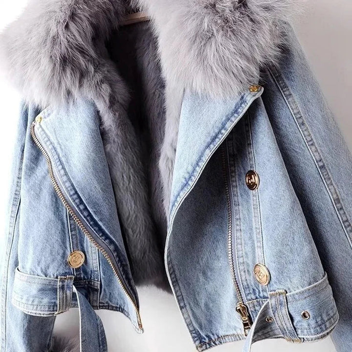 Mirla | Denim Konstpäls Fodrad Jacka-Eva Jonsson