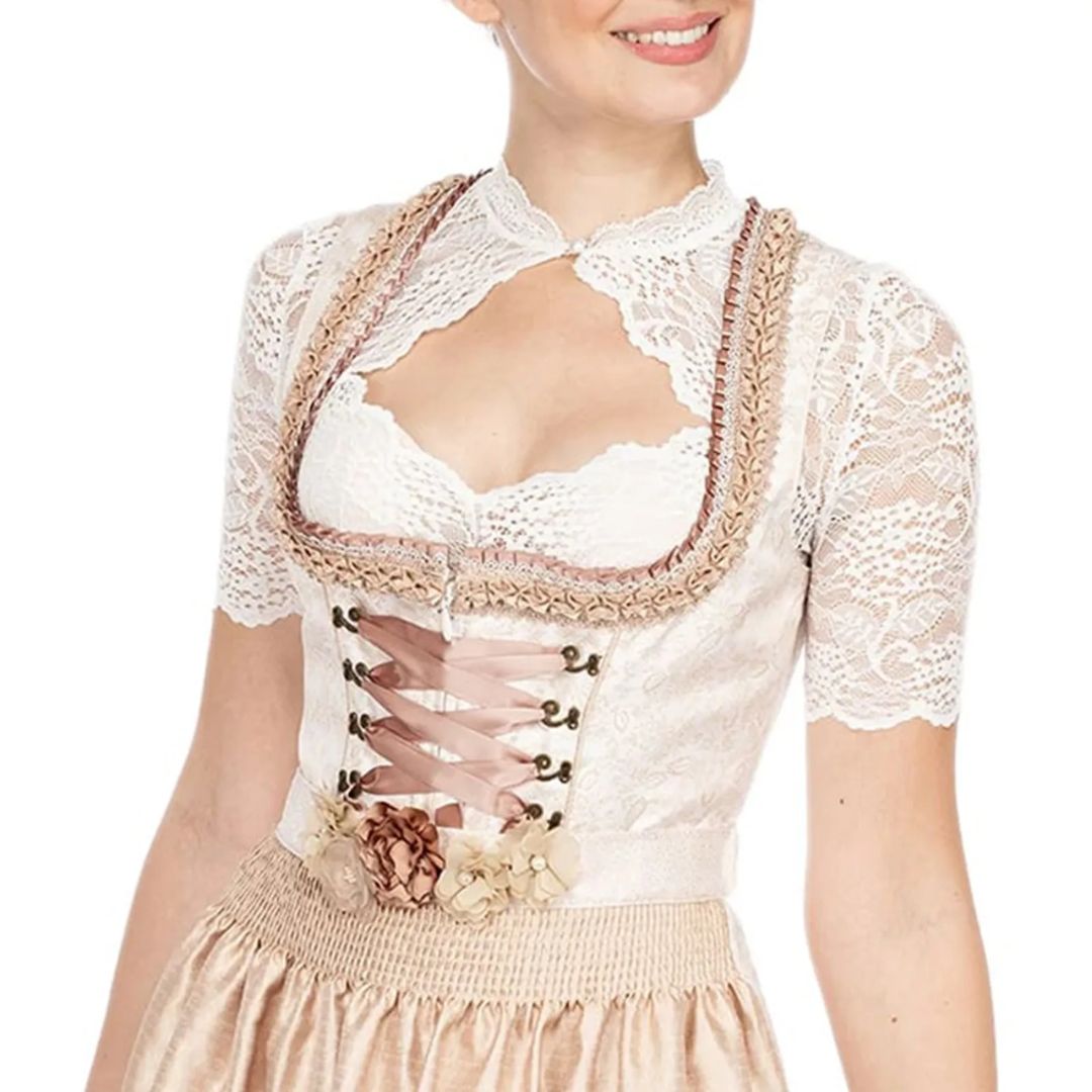 Mirla | Dirndl blus med spetsmönster och förförisk utskärning för Oktoberfest-Eva Jonsson