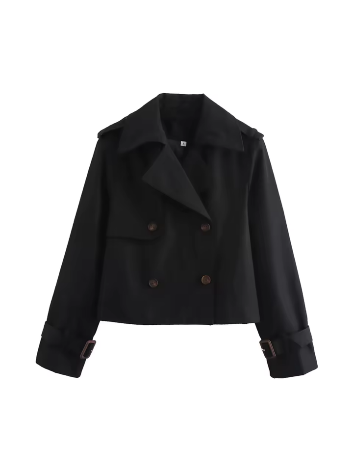 Mirla | Dubbla knappar Mångsidig Kort Trenchcoat-Eva Jonsson