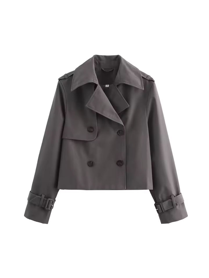Mirla | Dubbla knappar Mångsidig Kort Trenchcoat-Eva Jonsson