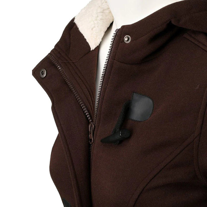 Mirla | Duffeljacka ullblandning med huva och fleece-foder toggle-knappar fickor-Eva Jonsson
