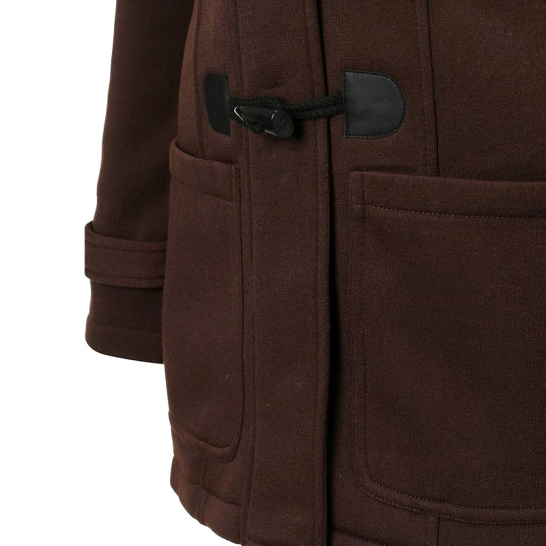 Mirla | Duffeljacka ullblandning med huva och fleece-foder toggle-knappar fickor-Eva Jonsson