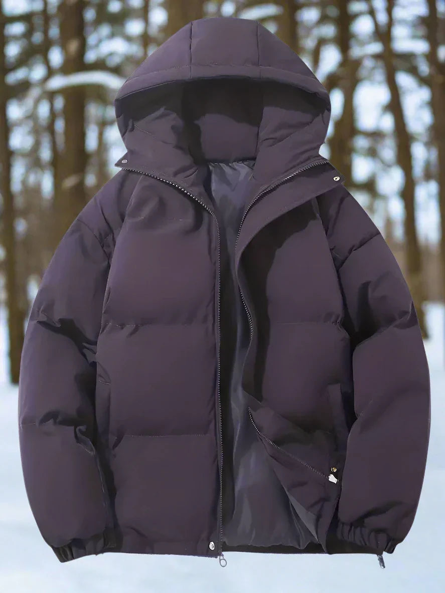 Mirla | Dunjacka Varm Isolerad Steppat Design med Huva och Dragkedja-Eva Jonsson