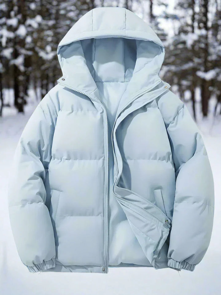 Mirla | Dunjacka Varm Isolerad Steppat Design med Huva och Dragkedja-Eva Jonsson