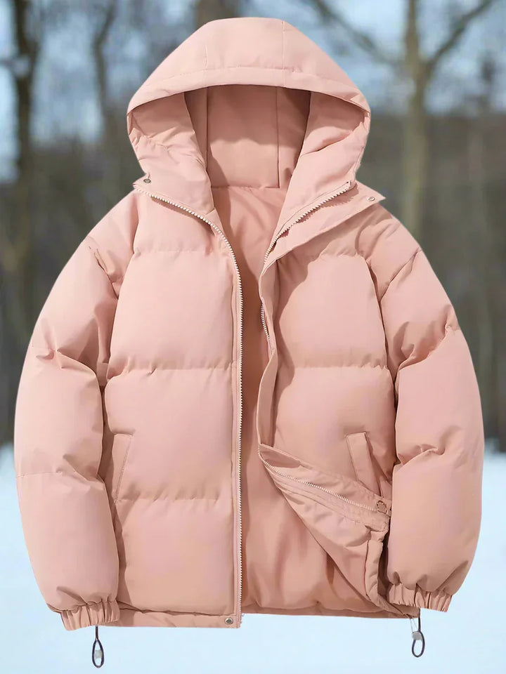 Mirla | Dunjacka Varm Isolerad Steppat Design med Huva och Dragkedja-Eva Jonsson
