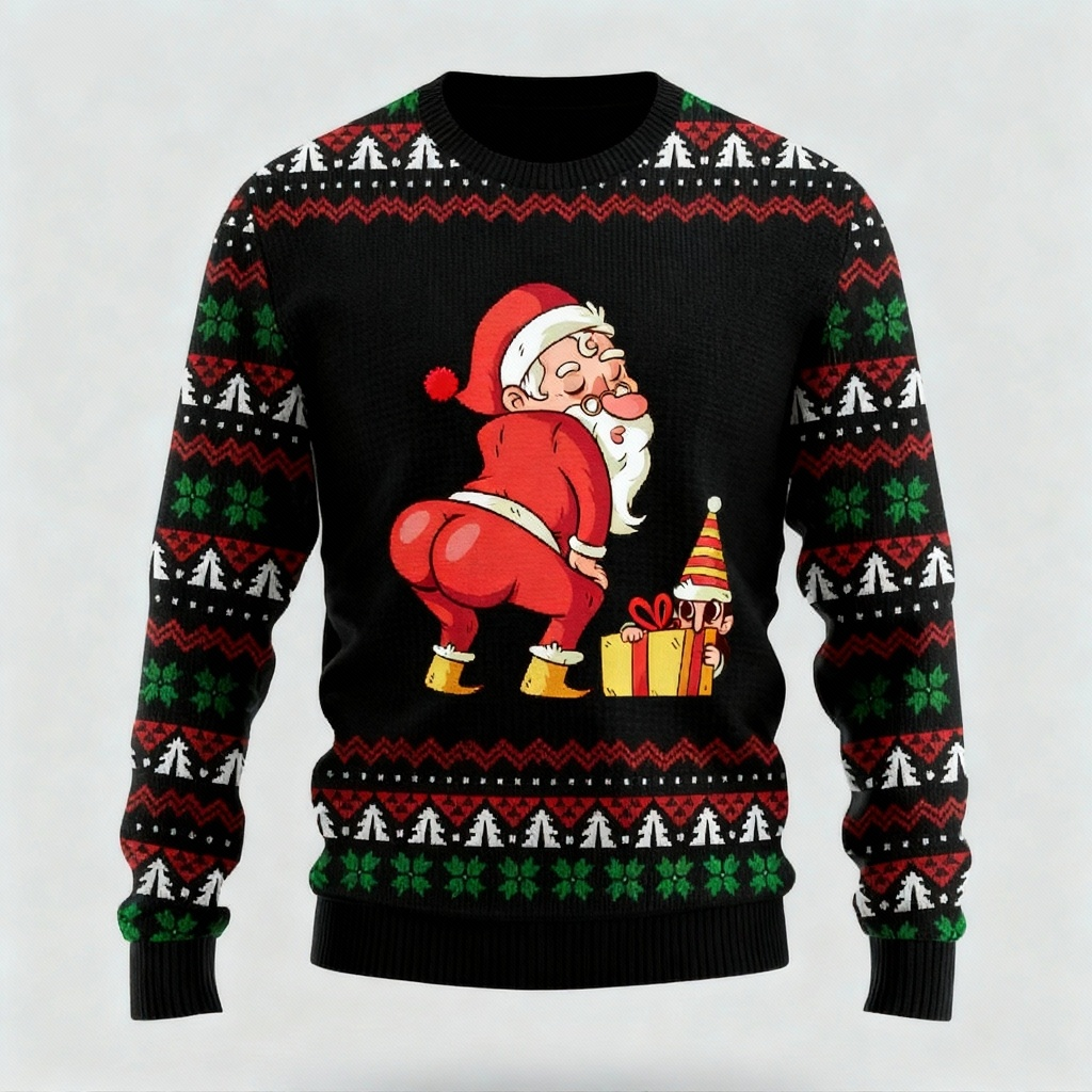 Mirla | Egenvilja Bekväm & Festlig: Goofy Santa Print Jultröja-Eva Jonsson