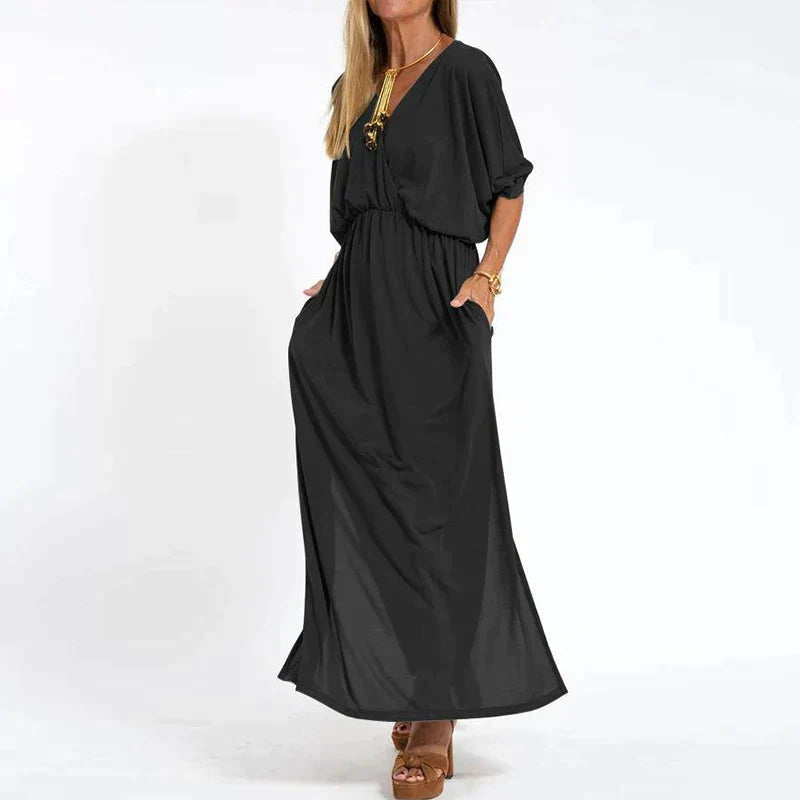 Mirla | Elegant Boho-maxiklänning med midjeband-Eva Jonsson
