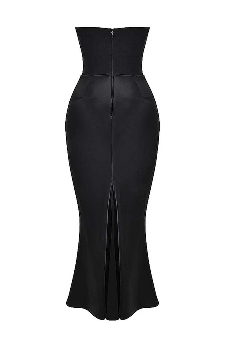 Mirla | Elegant Bustier-Patchwork Formell Fest Fishtail Maxi Klänningar-Svart-Eva Jonsson