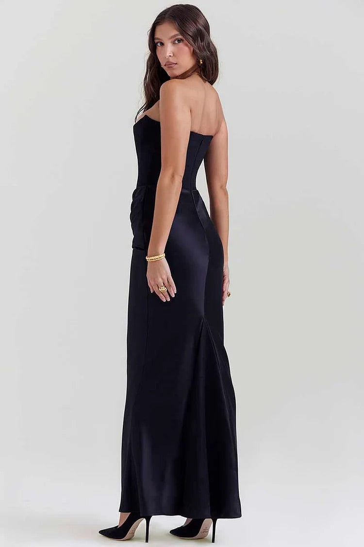 Mirla | Elegant Bustier-Patchwork Formell Fest Fishtail Maxi Klänningar-Svart-Eva Jonsson