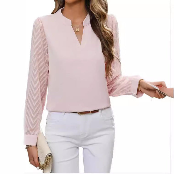 Mirla | Elegant Chiffon Top med V-hals-Eva Jonsson