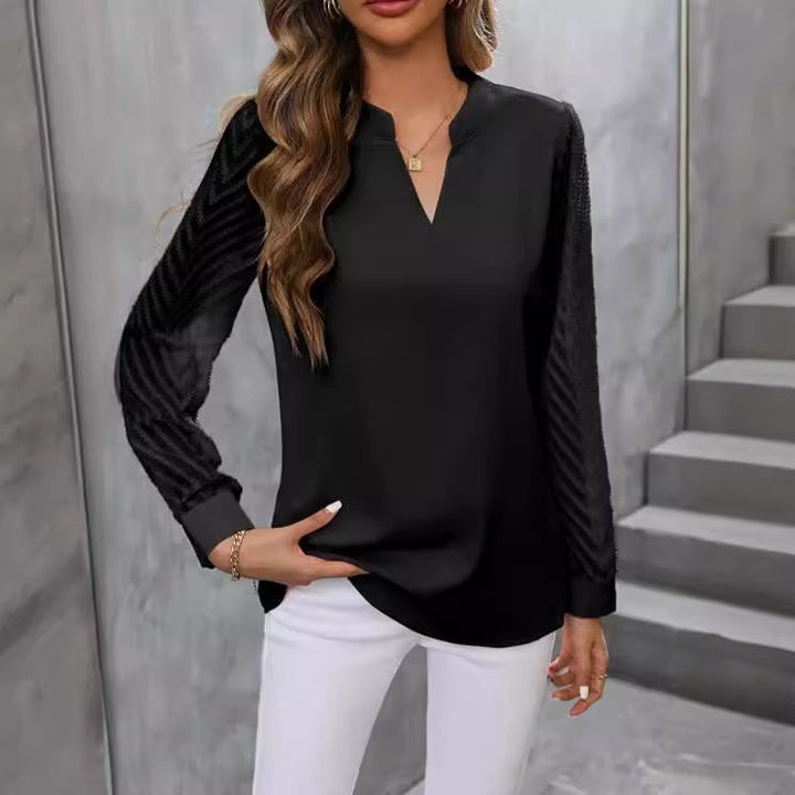 Mirla | Elegant Chiffon Top med V-hals-Eva Jonsson