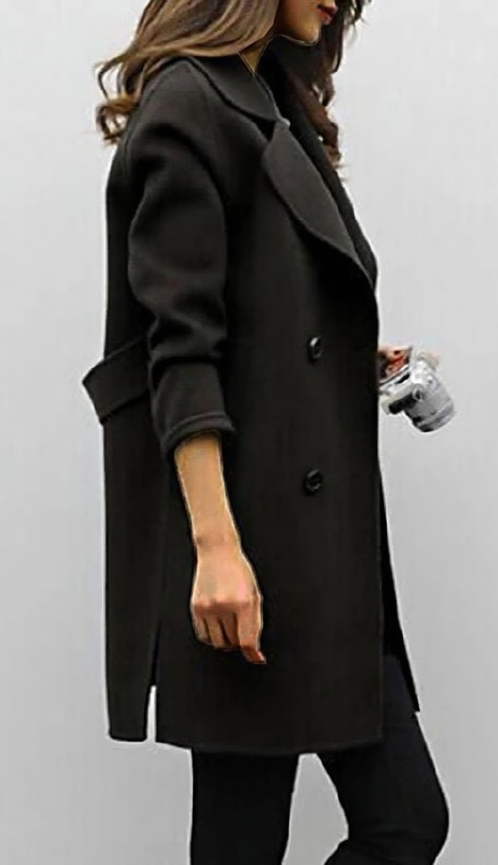 Mirla | Elegant Dubbelknäppt Kappa-Eva Jonsson