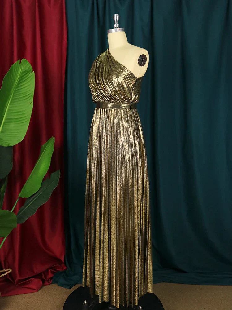 Mirla | Elegant Enaxladad Festklänning I Metallic Utseende-Eva Jonsson