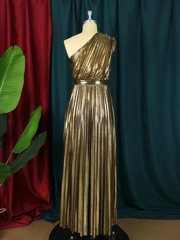 Mirla | Elegant Enaxladad Festklänning I Metallic Utseende-Eva Jonsson