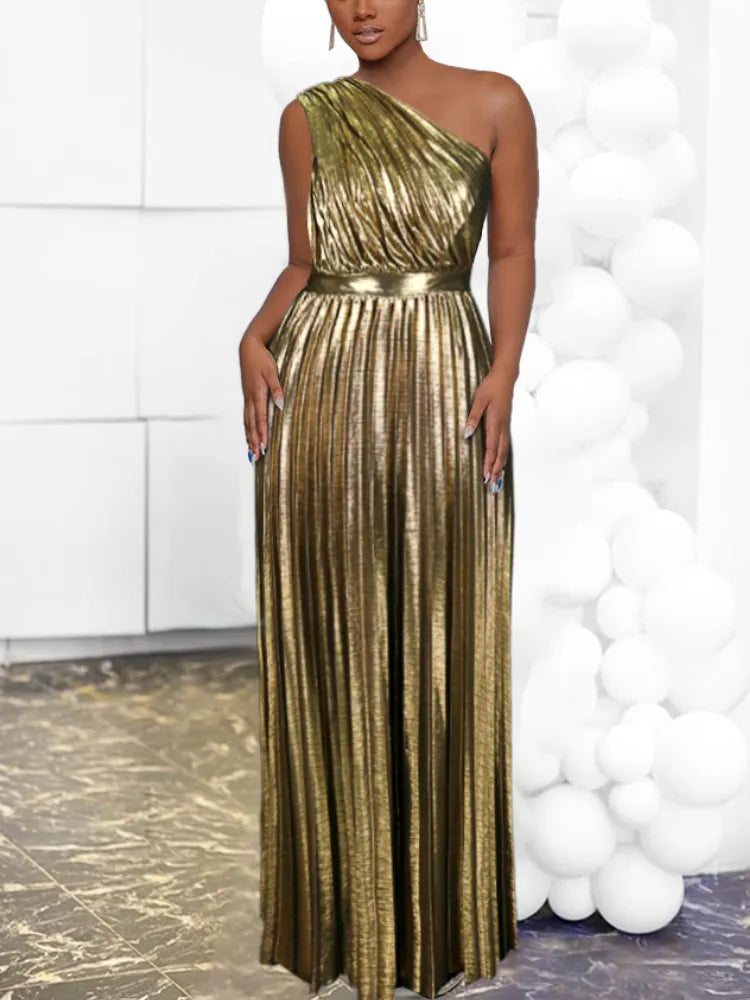 Mirla | Elegant Enaxladad Festklänning I Metallic Utseende-Eva Jonsson