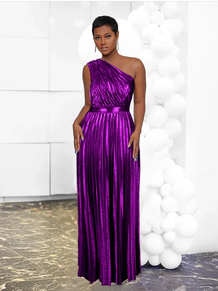 Mirla | Elegant Enaxladad Festklänning I Metallic Utseende-Eva Jonsson