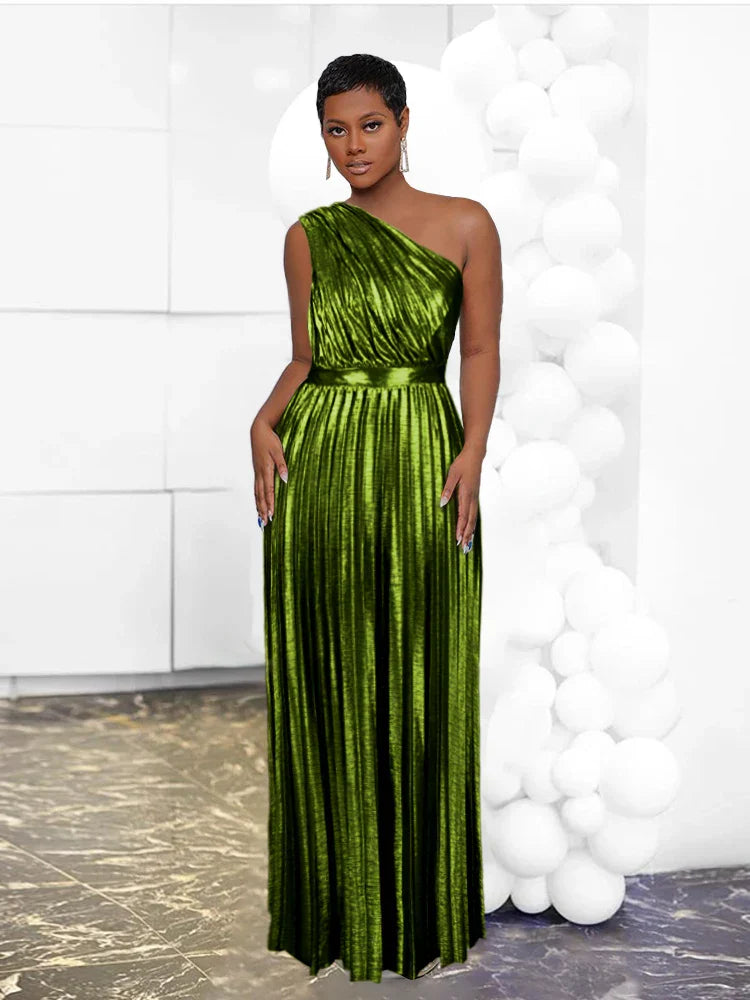 Mirla | Elegant Enaxladad Festklänning I Metallic Utseende-Eva Jonsson