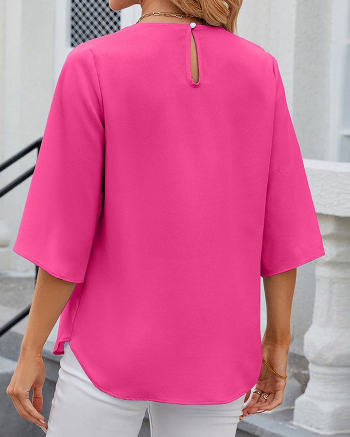 Mirla | Elegant Enfärgad Blus med Halvmuddar-Eva Jonsson