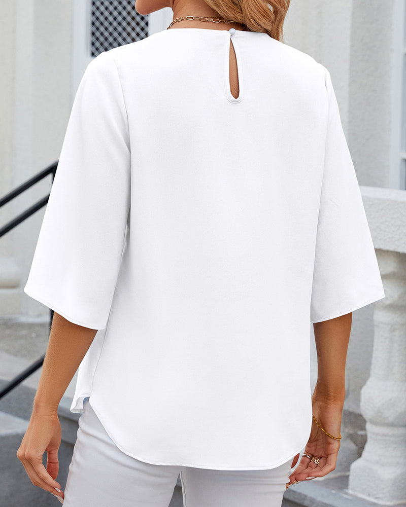 Mirla | Elegant Enfärgad Blus med Halvmuddar-Eva Jonsson