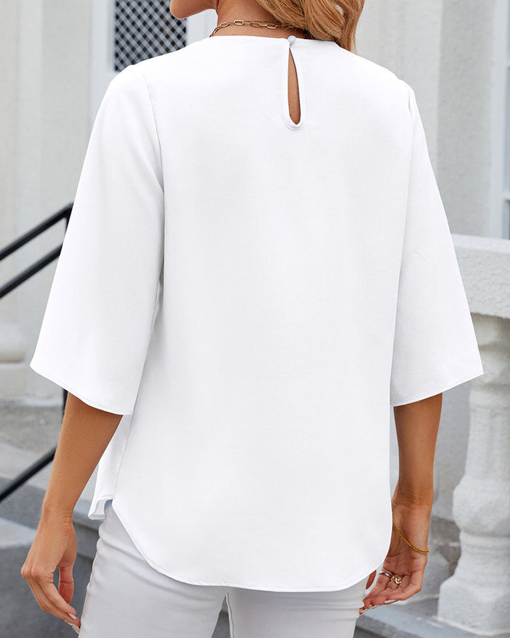 Mirla | Elegant Enfärgad Blus med Halvmuddar-Eva Jonsson