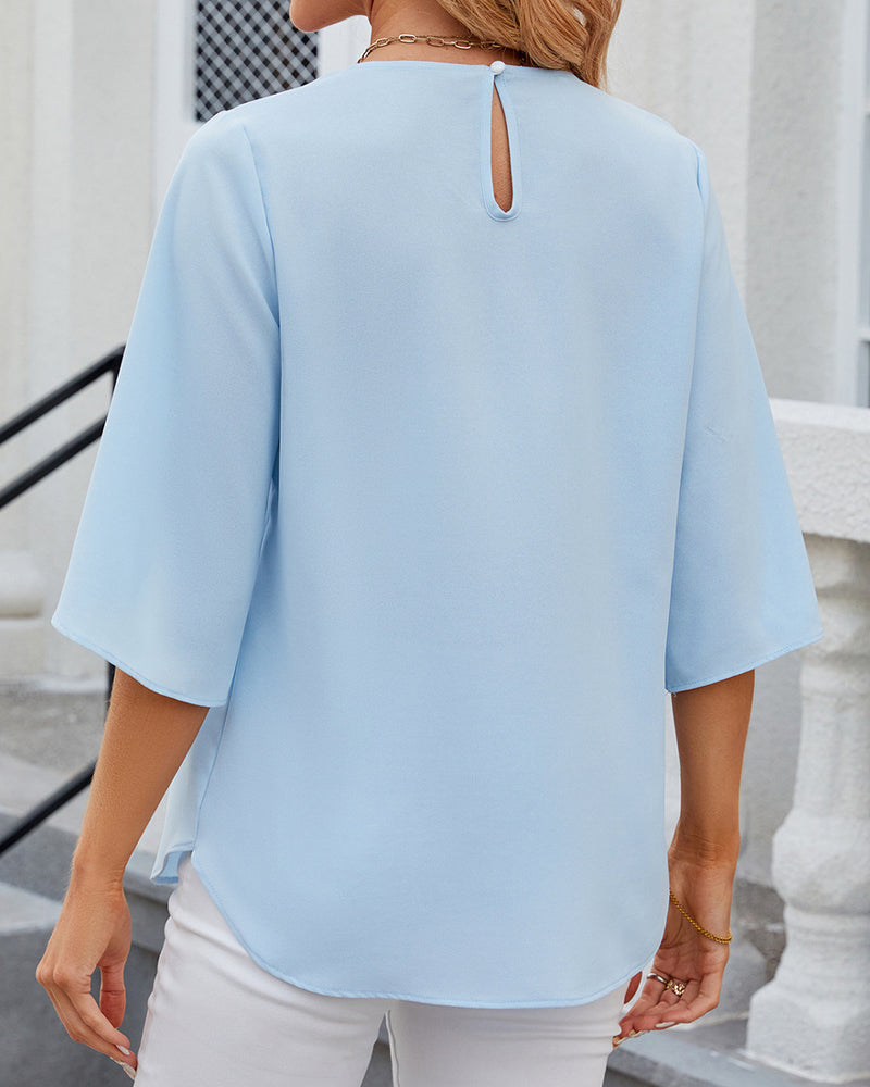 Mirla | Elegant Enfärgad Blus med Halvmuddar-Eva Jonsson